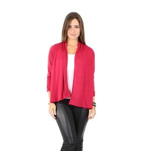 Open Front Soft Drape Fuchsia Long Sleeve Cardigan